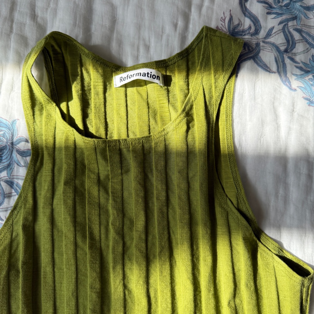 Reformation Lime Ribbed Dress - Picture 2 of 4